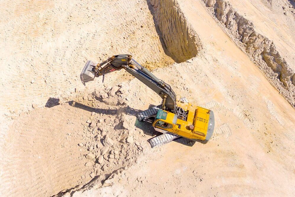 an areal image of an earthmoving Ballarat excavator cutting out a site
